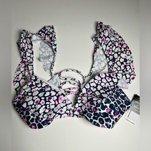 RAISINS adorable bikini top with ruffle sleeves-NWT